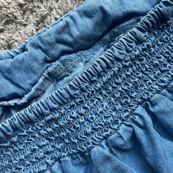 Blue Ruffled Off-Shoulder Top - Picture 2 of 4